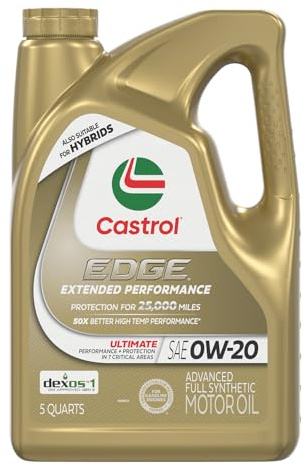 Castrol EDGE Extended Performance 0W-20 Advanced Full Synthetic Motor Oil 5 Quart