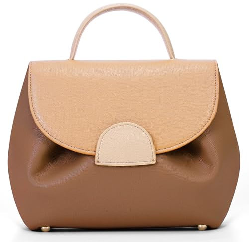 HICARRY Kleine Umhängetasche Damen Handtasche Henkeltaschen Designer Leder Schultertaschen Crossbody Bag Damen Elegante Handbags Moden Geldbörse mit Tragegriff oben (Dreifarbig Braun)