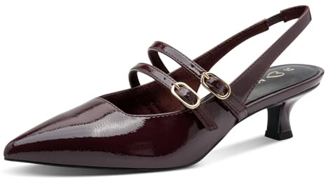 Marco Tozzi Damen Slingpumps Spitz Kleiner Absatz, Rot (Bordeaux Pat.), 40 EU