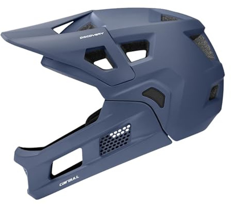 F Fityle Casque de Vélo de Montagne, Accessoires Intégraux pour Hommes et Femmes, Léger et Confortable avec Mentonnière Amovible, Casque de Vélo, Bleu
