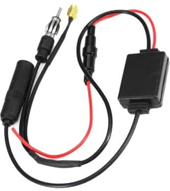 LABRIMP Amplificateur Antenne Autoradio FM Am, Dispositif Gain Signal Radio Voiture, Utilisation Automobile, Compatibilité, Couleur Noire