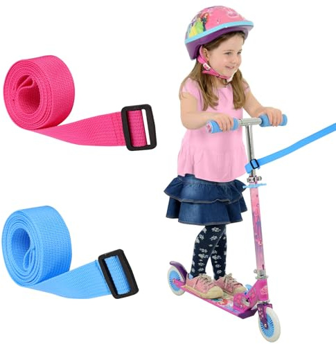 Correa de tracción para niños y niñas, correa de transporte para scooters, accesorios para scooter, correas de tracción para bicicleta para niños (paquete de 2)