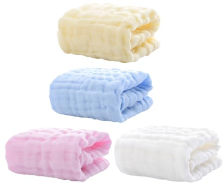 SUPVOX 4 piezas Toallas de Algodón para Niña Suaves y Absorbentes Multifunción Toallitas Faciales Salivares Infantiles para Uso Diario