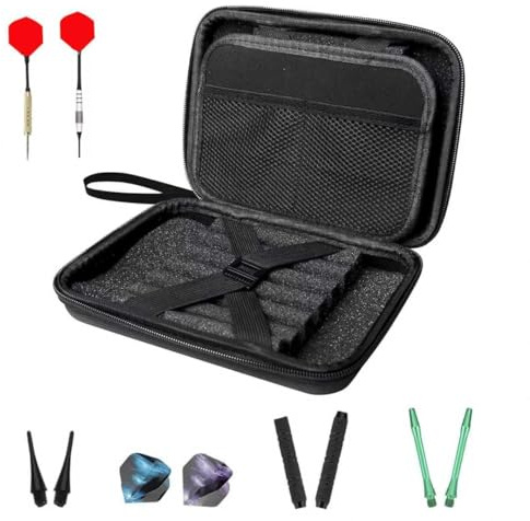 Liebesblume Darttasche,Dart Case,Dartt Etui Schwarz,FüR 12 Darts Professioneller Dartkoffer Mit Eva-Schutz & Traggriff, Portable FüR Dart Zubehör