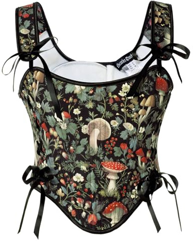 Corset Tops for Women Renaissance Floral Bustier Tops Black 8