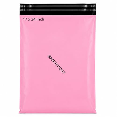 BANGYPOST Baby Pink Poly Mailer Bags – 100 Pack Strong Self Seal Postal Bags for Shipping, Parcel, Delivery & Packaging, Waterproof Courier Mailing Envelopes, 17 x 24 Inch