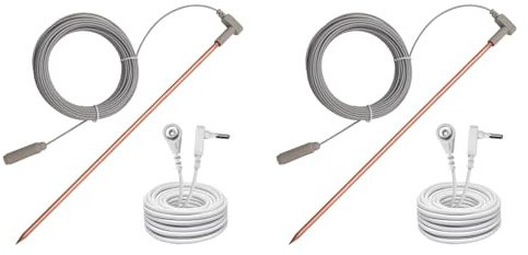 Rastapulz 2 x kopparjordningsstång med 100 cm lång jordkabel (kvinna), bärbar jordningsstav-set, perfekt för jordade produkter A