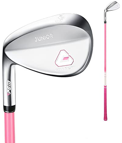 Palo per mazze da golf per bambini, ragazzi e ragazze, mancini, in acciaio inox, 56 gradi, con cuneo di sabbia (sinistra, età 9-12, rosa)