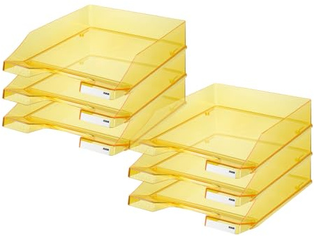 HAN brevfack klassisk transparent, 6 st. dokumentfack, brevhållare, pappershylla, upp till format A4/C4, 1026-X-25, transparent gul