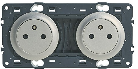 LEGRAND - Prise Electrique Double avec Terre Précâblée Céliane Surface - Prise Affleurante avec Socle Rétractable - Titane
