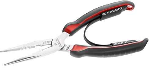 FACOM Halbrunde Zange mit langem Auslauf 200 mm – hohe Beständigkeit gegen Verformung – ergonomischer Griff aus Bi-Material – hohe Qualität 183Ae.20Cpe
