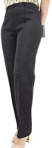 Carla Ferroni Pantalone Donna in Lana Jersey Caldo Morbido Elasticizzato Vita Alta (Grigio, 44)