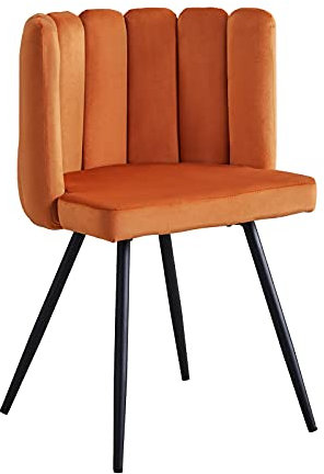 CLIPOP Schminktisch Stuhl, Lesesessel Bequem, Lounge & Cocktailsessel, Muschelsessel Weicher Kleiner Wohnzimmer Sessel mit Metal Leg, Polsterstuhl mit Armlehnen für Schlafzimmer (1, Orange)