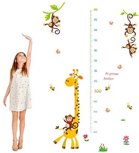 Kinder Messlatte Baby Messlatte Kinderzimmer Messlatte Größenmesser Kinder und Baby 3D Giraffe Höhenmesser Kinder Messleiste Wandtattoo Wanddeko Wandbild wandaufkleber für Kindergarten Kinderzimmer
