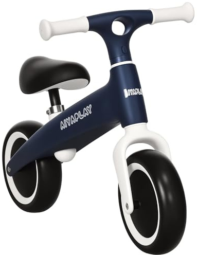 AIYAPLAY Baby Balance Bike Children Bike Without Pedals w/Adjustable Seat, 19 cm Wide Wheels, for Toddlers, Ages 1.5-3 Years up to 25kg - Blue