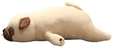 Mops plyschdjur, 50 cm liggande hund gosig tie djur kudde söt djur docka fluffig mjuk leksak, tecknad mops kudde fylld plysch plyschleksak kramkudde plyschkudde leksak gåva