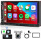 Doppel-Din Autoradio mit Wireless CarPlay Drahtlosem Android Auto Mirror Link, 7-Zoll-Touchscreen-Radio Bluetooth Freisprecheinrichtung 2 Din MP5 Player FM/EQ/USB/AUX/Lenkradsteuerung, Rückfahrkamera