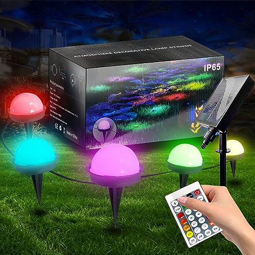 Solar Light Outdoor Garden, 25pcs RGB Ground Pathway Lights with Remote Control, 8 Scene Modes 16H Working, Solar Ground Lights IP65 Waterproof for Pathway Lawn Yard, Outdoor Garden Decorations