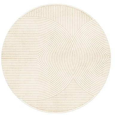 PALVIT Tappeti da comodino, 180x180cm Tappeto per camera a pelo basso con fondo antiscivolo per tavolo divano, tappetino per soggiorno cucina bagno, rotondo lavabile decorazione casa tappeto pavimento