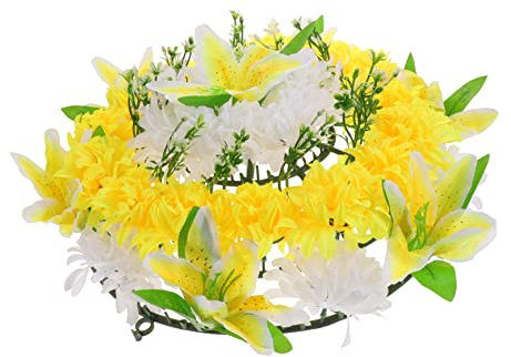 Alipis Ghirlanda di Fiori per Tomba Sacrificale Ghirlanda per Cimitero Fiori Artificiali Decorazione Funebre Materiale di Design Delicato per Lutto Colore Casuale