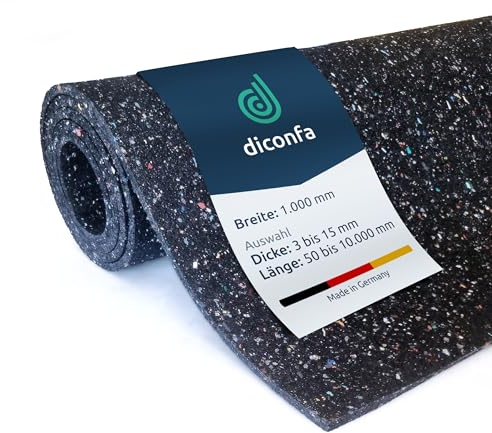diconfa Bautenschutzmatte 1000mm 100cm 1m BREIT - 3 bis 20mm DICK - 0,05 bis 10m LANG - Auswahl: 5000mm 500cm 5m LANG, 3mm STARK - Gummimatte Antirutsch-Matte Fall-Schutzmatte Schall-Isolation