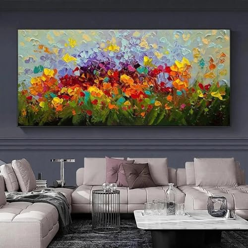 CHAOJIART Póster de flores abstractas, paisaje de pintura al óleo, cuadro artístico de pared, impresión sobre lienzo, para decoración moderna de sala de estar, dormitorio, 60x120cm sin marco