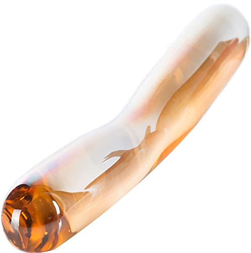Doppio Dildo di Vetro Lunghezza 17.5cm ⌀2.8cm Sensazionale Sex Toy Masturbatore Maschile Dildo Anale dildo vetro Accetta Caldo e Freddo Design Accattivante dildi d'oro Trasparente sextoy FOPS G67