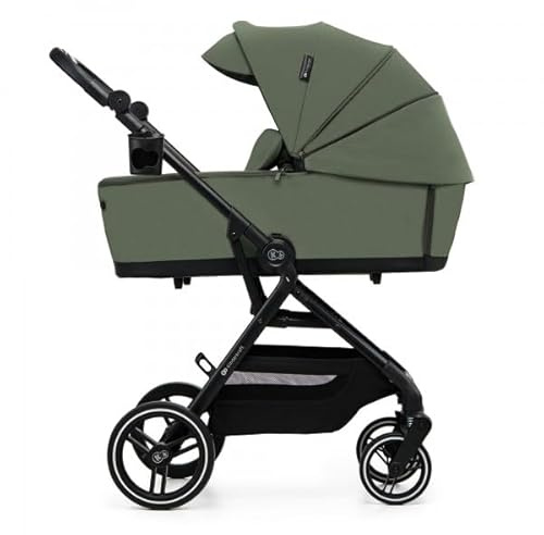 Kinderkraft YOXI 3-i-1-barnvagn, med barnstol MINK PRO i-storlek, buggy från födseln upp till 22 kg, lätt att fälla ihop, ogenomträngliga hjul, vattentät, UPF50+, korg upp till 5 kg, grön