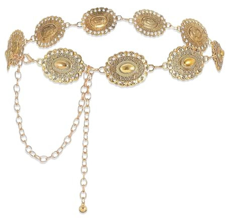 Kettengürtel für Damen, Taillen Kette, Bauchkette Gold, Gürtel Metall Link Kette, Verstellbare Kettengürtel, Vintage Damen Gürtel Körperschmuck, Piratenkostüm Accessories Damen