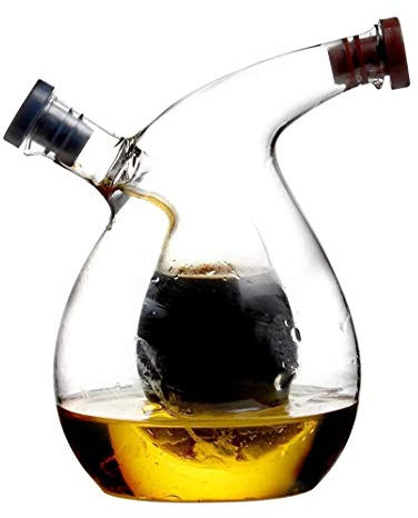 Distributeur d'huile, Vaporisateur d'huile, Bouteille distributrice d'huile d'olive, Bouteille distributrice d'huile d'olive et de vinaigre, Bouteille distributrice Ronde Transparente 2 en 1 en Verre
