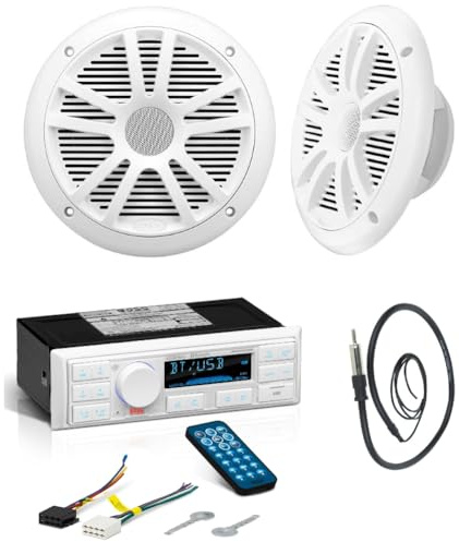 Kit Set para Sistemas DE Audio Boss MCK500UAB 1 Kit con Radio Bluetooth MR500UAB Am/FM, un par de Altavoces MR6W de 16,5 cm y 6,5 de 90 vatios rms y 180 vatios máx., una Antena dipolo MRANT10, 1 Kit