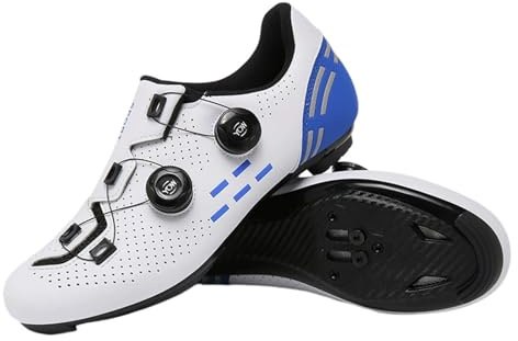 Surwin Road Cycling Shoe Men Women, Breathable Unisex Road Bike Shoes with Look Delta Cleats & 3 Bolt, Swivel Buckle Design Sneakers for Indoor Outdoor, 3.5UK-11.5UK (Dark Blue,11)