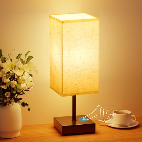 Suright Lámparas de Mesita de Noche Táctil Regulable, Lámpara Mesita Noche con Regulación Continua y Función de Memoria, Lámpara de Mesa Pequeña para Dormitorio Salón (Bombilla Incluida)