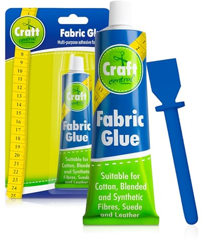 Fabric Glue 60ml Strong with Spreader – Adhesive for Fabrics, Crafts, Upholstery, Textile, Felt, Wool, Badges – Waterproof, Flexible, Fast Drying, Durable Bond