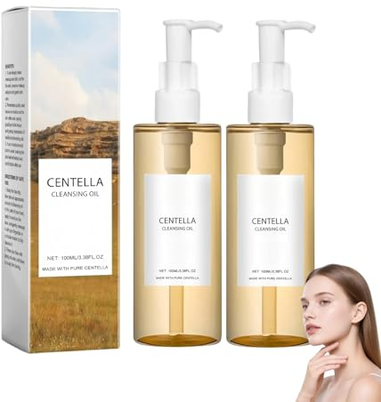 Aceite Limpiador Centella Asiatica 100ml×2, ligero y refrescante, limpieza suave para rostro, ojos y labios, removedor de maquillaje resistente al agua