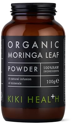 KIKI Health Premium Organic Moringa Leaf Powder - Certified Superfood with Essential Vitamins & Sustainably Sourced for Healthy Living - Conveniently Blends into Smoothies & Dishes - 100g