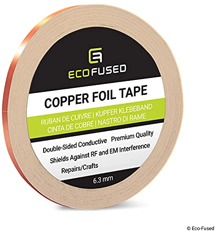 Premium selbstklebendes Kupferfolienband - Doppelseitig leitfähig - 0,25 Zoll (6,3 mm) - EMI- und HF-Abschirmung, Papierschaltungen, elektrische Reparaturen, Erdung, Home Interior, Schnecken abweisend