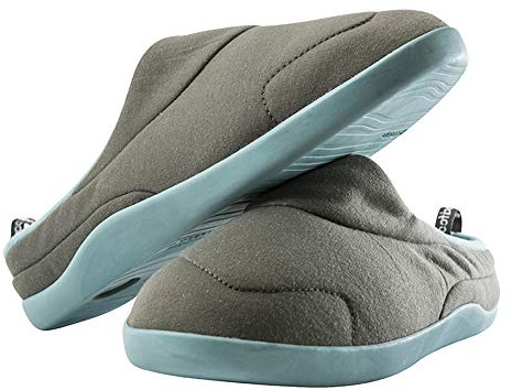 GOODFOOT Orthopaedic Memory Foam Slippers – Gel Heel for Support and Comfort – HYPERGRIP Sole for Added Grip – Size [LARGE - UK Size: 7-8]– Softest Slipper – Grey & Duck Egg Colour