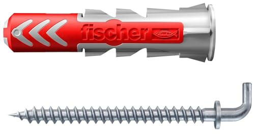 fischer - Cheville bi-matière tous matériaux DuoPower 6x30 mm avec crochet droit - Blister de 6 pièces