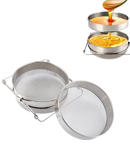 Ejoyous Honigfilter, feinmaschiges Honigsieb Doppelhonig-Sieb Edelstahl-Doppelsiebblatt-Honigfiltersieb Langlebig für die Honigextraktion
