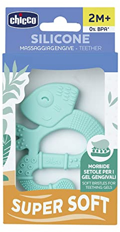 Chicco Super Soft - Mordedor de Silicona con Relieves y Texturas, Anillo de Dentición para Bebés con Encías sensibles, fácil de Agarrar, Ergonómico, Bebés 2 meses+, Diseño Iguana