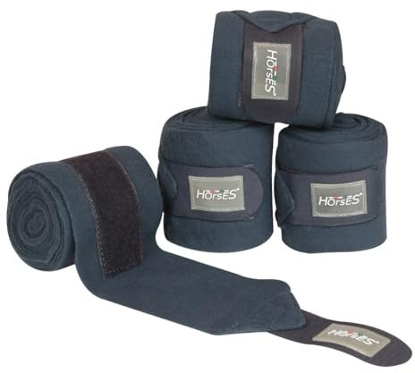 Horses Antipilling-Fleece-Bandagen, grau, für den Schutz des Pferdes, zur Förderung der Aufnahme nach Belastungen und zum Schutz vor Kratzern und Stößen