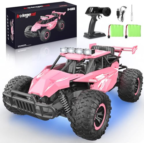 kolegend Remote Control Car for Girls 50+min Monster Trucks 20km/h 1:12 Scale 13 Inch All Terrains RC Truck with Flashing Chassis Lights Gift Toys for Girls Kids Boys