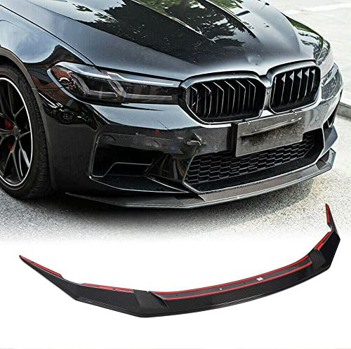 XUETAO Fibre de Carbone Pare-Chocs Avant Lèvre Fits pour BMW Série 5 F90 M5 Base & Compétition Berline 4 Portes 2021-2022 Kit de carrosserie de Spoiler de lèvre Avant