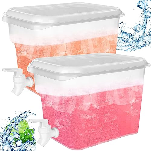 2 Stück Kunststoff-Wasserspender, Kühlschrank, Flüssigkeitsspender, Getränkespender mit Wasserhahn, Eisgetränke-Spender für Milch, Eis, Wasser, Cocktail, Saft (1,5 Gallonen)