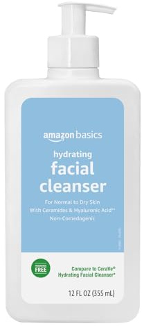 Amazon Basics Hydrating Facial Cleanser, Fragrance Free, with Ceramides, Non-Comedogenic, 12 Fl Oz, Pack of 1