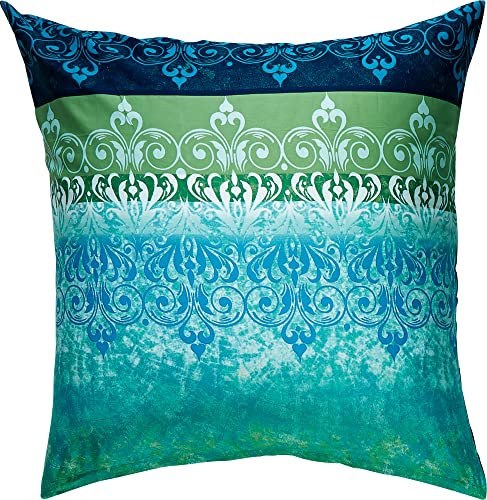 Erwin Müller Kissenbezug Flanell Wendekissenbezug blau Größe 80x80 cm - für die kühle Jahreszeit, mollig warm, temperaturregulierend, mit Reißverschluss