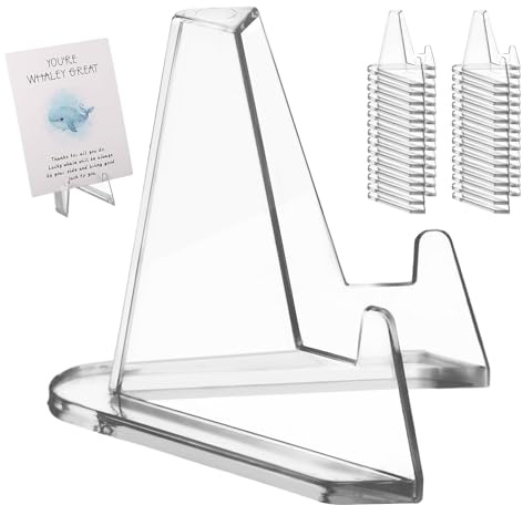 30 st Kortdisplayställ, 5,5 cm Litet Genomskinligt Korthållarställ Akryl Visitkortsorganisator Display Mini Staffli Stativ Skrivbordsbildhållare för Medaljer, Sportkort, Utbyteskort
