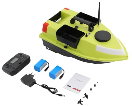 Barca per mangimi da pesca, 52 W, 600 m, distanza GPS RC, 10000 rpm, Dual 390 motori, barca per esche da pesca, 2 batterie da 5200 mAh, 99 punti di posizionamento/cintura luminosa (stile cintura a LED