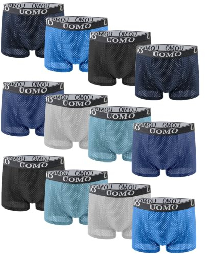 Channo Nätdesign Herrkalsonger - Andningsbar och Fukttransporterande, 12-Pack, Flerfärgad, M